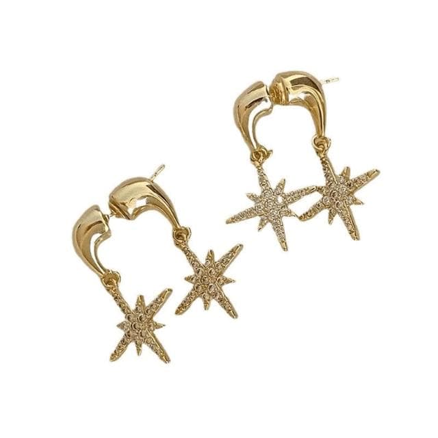 耳環一款兩戴锆石星芒耳釘優雅時尚潮流獨特設計簡約百搭高級感耳飾女耳環耳釘耳飾女生耳環法式耳環流行百搭耳釘生日禮物貼耳耳環