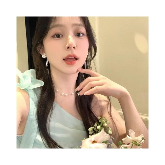 耳環超仙甜美藍色山茶花流蘇耳環女高級感氣質耳釘耳洞耳飾耳環耳釘耳飾女生耳環法式耳環流行百搭耳釘生日禮物貼耳耳環