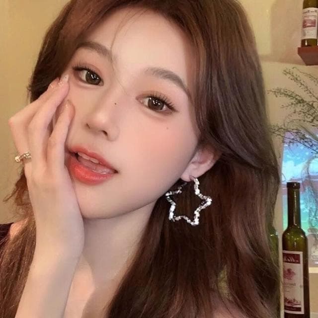 耳環銀色镂空五角星星大耳圈獨特設計感耳環女顯臉小百搭耳釘耳環耳釘耳飾女生耳環法式耳環流行百搭耳釘生日禮物貼耳耳環