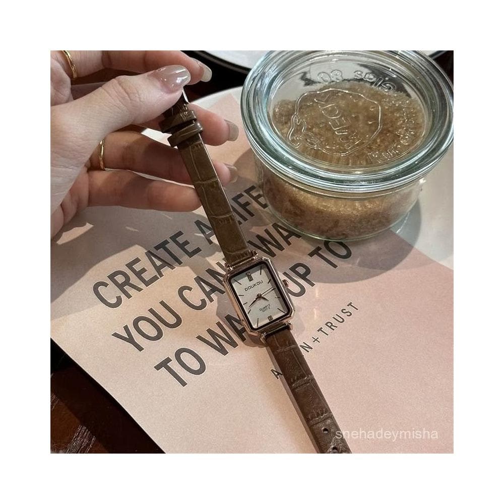 小李甄選  【1.1萬人收藏】手錶女複古方形簡約氣質小衆輕奢高級感學生皮帶精緻高顔值ins風