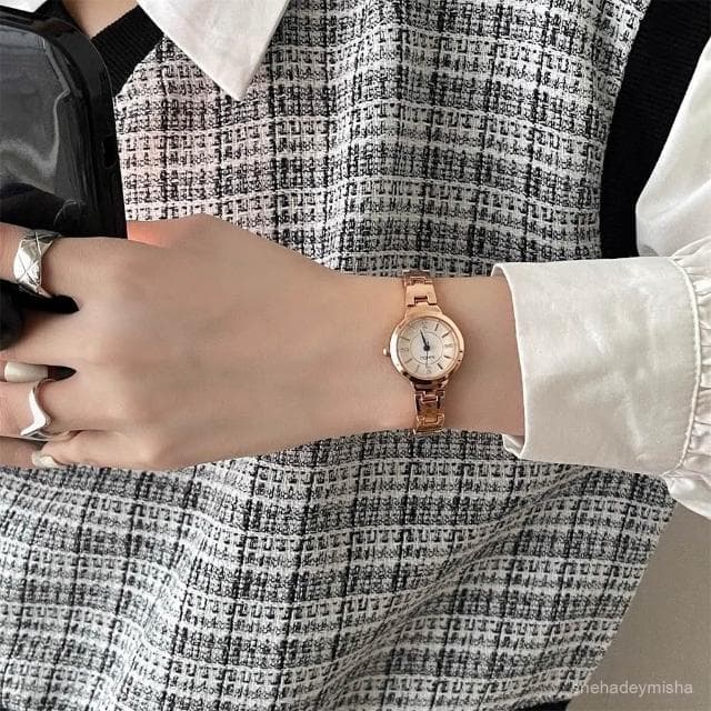 小李甄選  韓係手錶女款氣質顯白潮流精緻小衆高級感小錶盤鑲鑽輕奢石英錶