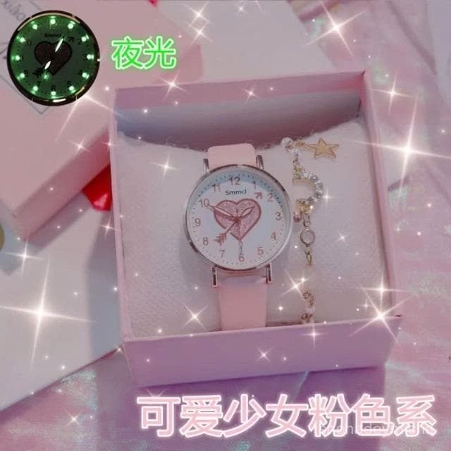 小李甄選  兒童手錶女ins風網紅小香風指針式學生高級時尚防水簡約夜光錶盤