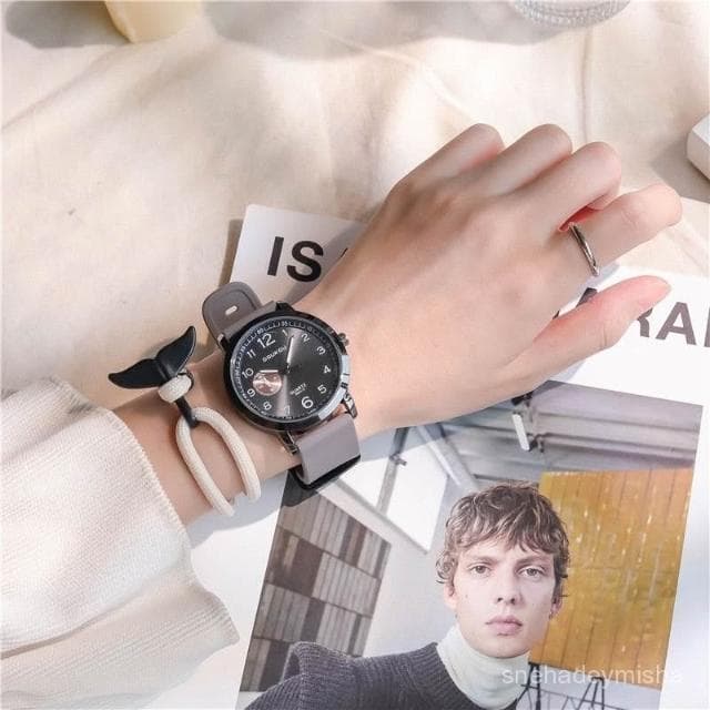 小李甄選  新款手錶男簡約輕奢硅膠帶學生手錶高級ins風時尚防水時尚石英錶
