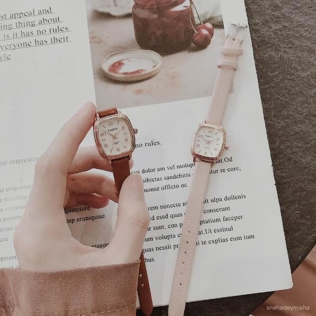 小李甄選  女士手錶英國小衆女款學生高級ins風森係方形輕奢高級顯白石英錶