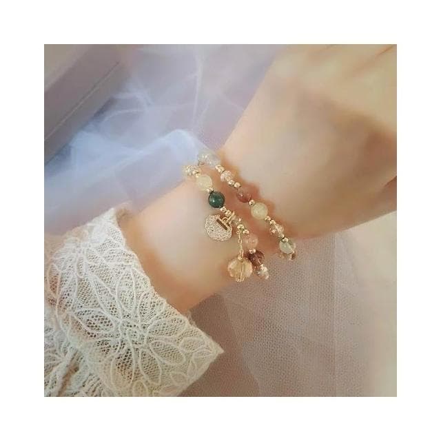 【開運堂】現貨🔥水晶手鍊🔥髮晶手鍊網紅設計簡約感復古氣質彩髮晶手鍊女愛心手串