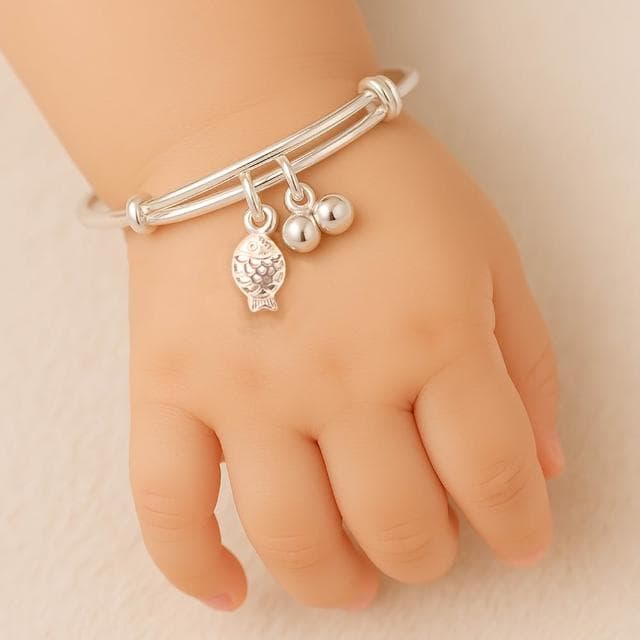 【珠兒綠】999純銀魚躍龍門搖鈴手鐲 嬰兒|兒童|成人尺寸 純銀手鐲 彌月禮物 周歲禮物