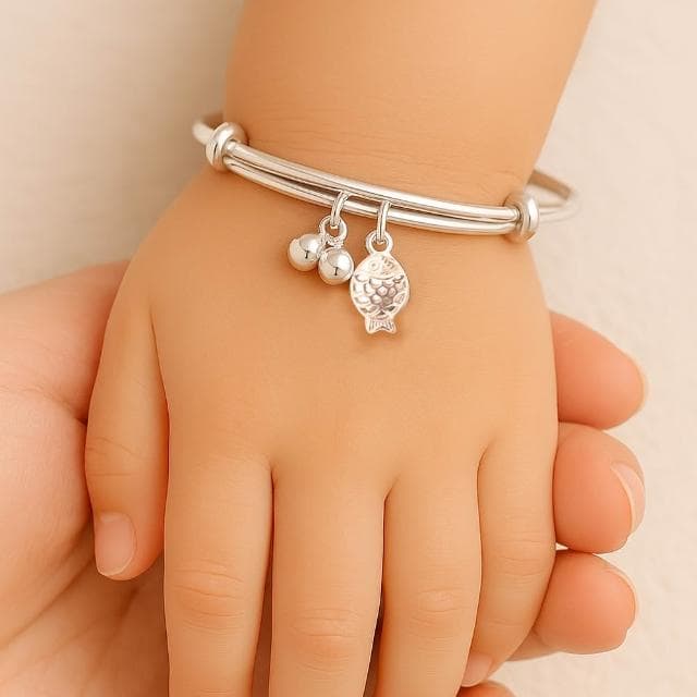 【珠兒綠】999純銀魚躍龍門搖鈴手鐲 嬰兒|兒童|成人尺寸 純銀手鐲 彌月禮物 周歲禮物