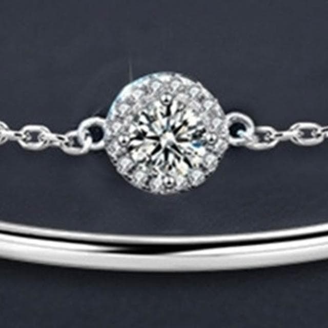 【MoonDy】純銀手鍊 疊戴手鍊 莫桑石手鍊 S925手鍊 抗過敏手鍊 50分莫桑石手鍊 鑲鑽手鍊