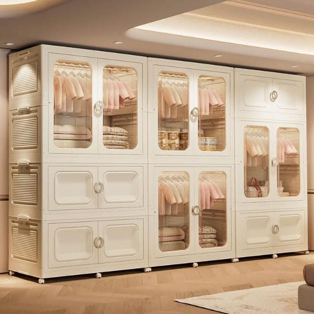 收納櫃折疊兒童衣櫃多層加大寶寶嬰兒衣服帶櫃門儲物櫃子 f33