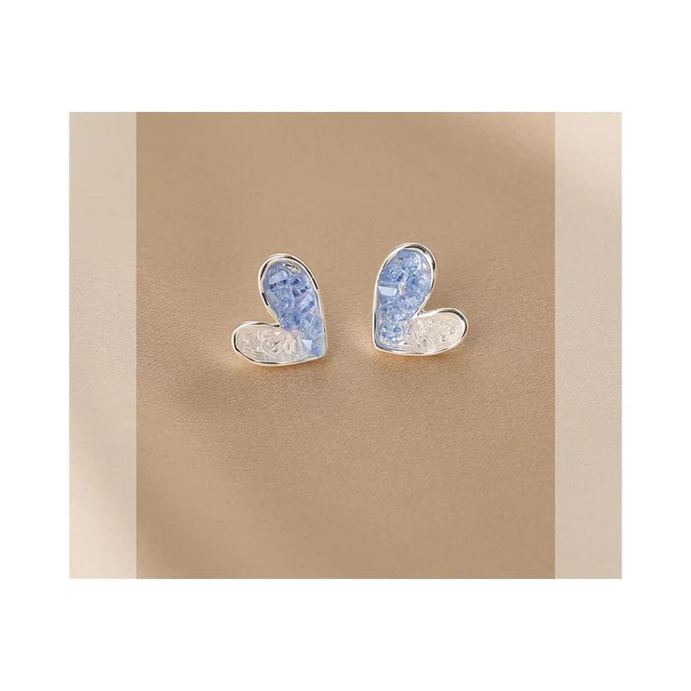 🎗飾間首飾鋪 漸層色水晶藍色耳環女洋氣耳飾品冷風復古耳飾