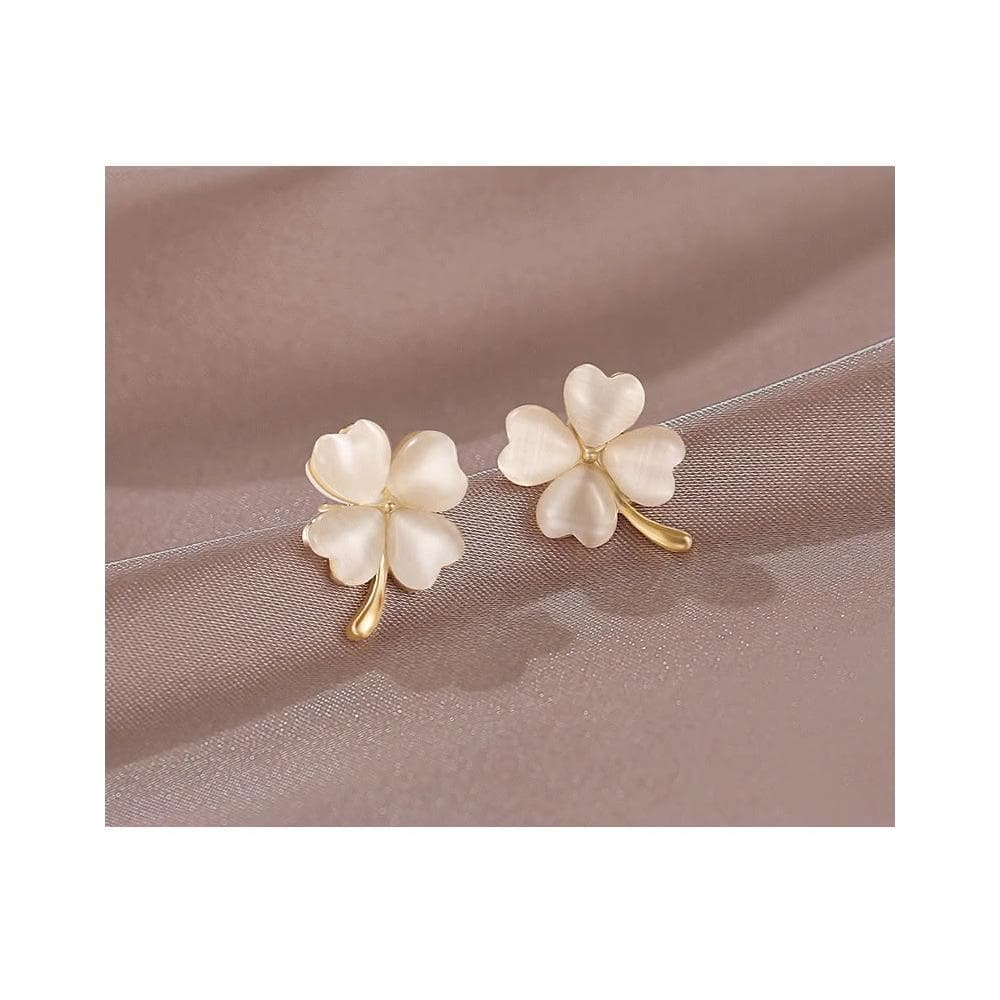 🎗飾間首飾鋪 貓眼石四葉草耳環韓國氣質網紅耳環耳夾耳飾女