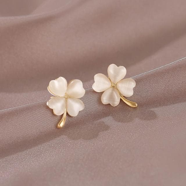 🎗飾間首飾鋪 貓眼石四葉草耳環韓國氣質網紅耳環耳夾耳飾女