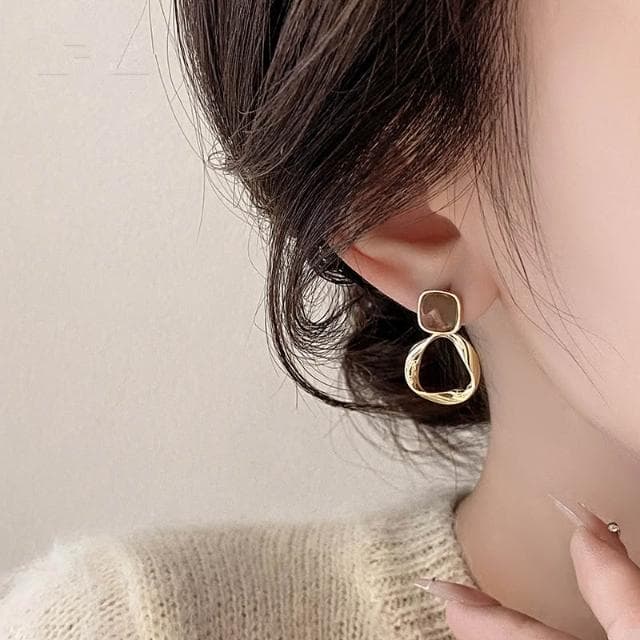 🎗飾間首飾鋪 美拉德耳環女小眾設計感高級耳環金屬感三角耳環耳飾