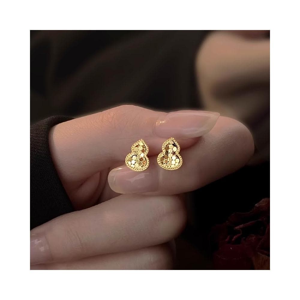 🎗飾間首飾鋪 S925純銀針龍鱗葫蘆耳環首飾女時尚高級感福祿耳飾耳釘飾品