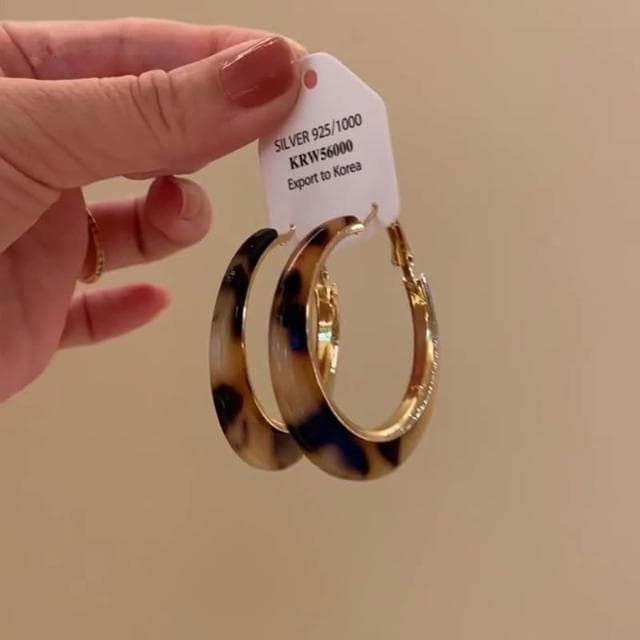 🎗飾間首飾鋪 美拉德焦糖色豹紋耳圈簡約誇張適合臉大的耳環復古港風設計感耳飾