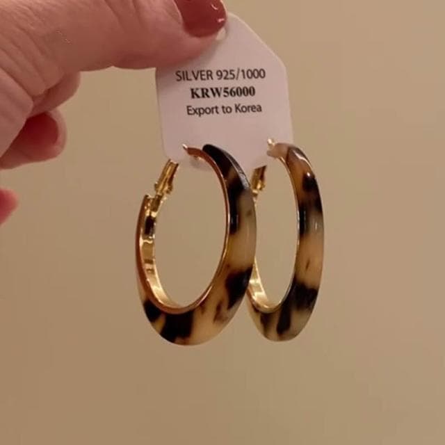 🎗飾間首飾鋪 美拉德焦糖色豹紋耳圈簡約誇張適合臉大的耳環復古港風設計感耳飾