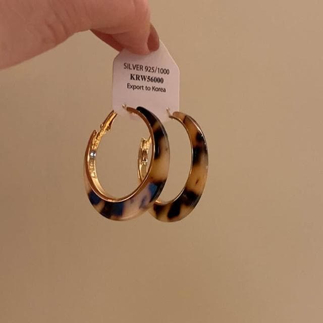 🎗飾間首飾鋪 美拉德焦糖色豹紋耳圈簡約誇張適合臉大的耳環復古港風設計感耳飾