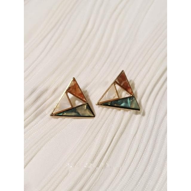 🎗飾間首飾鋪 幾何松石三角耳環女復古港風氣質耳環耳飾
