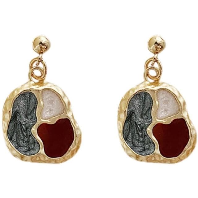 🎗飾間首飾鋪 耳環復古撞色耳環小眾耳飾女氣質輕奢奢華感無耳洞耳夾