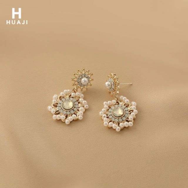 🎗飾間首飾鋪 花跡珍珠耳環女復古優雅宮廷風巴洛克耳環法式輕奢小眾耳飾