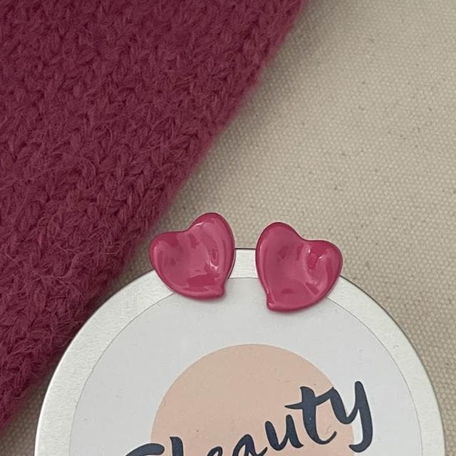 🎗飾間首飾鋪  法式復古玫瑰粉滴油愛心夾無耳洞女輕奢高級感耳環氣質網紅耳飾