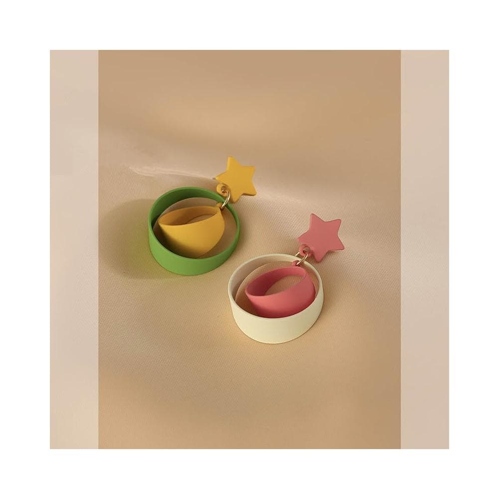 🎗飾間首飾鋪 花跡五角星耳環女獨特耳飾氣質撞色耳墜