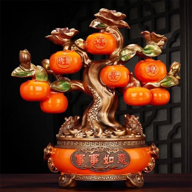 事事柿柿如意柿子擺件發財樹客廳酒櫃裝飾品搬家禮物喬遷新居