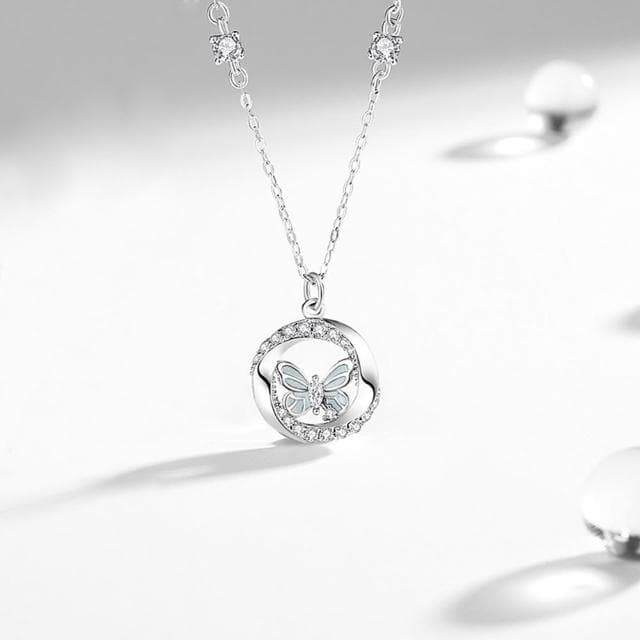 【巴黎精品】現貨+預購 頂級925純銀項鍊女項鍊項鏈鎖骨鍊情人節禮物情侶對鍊-蝴蝶莫比男女飾品a1li85