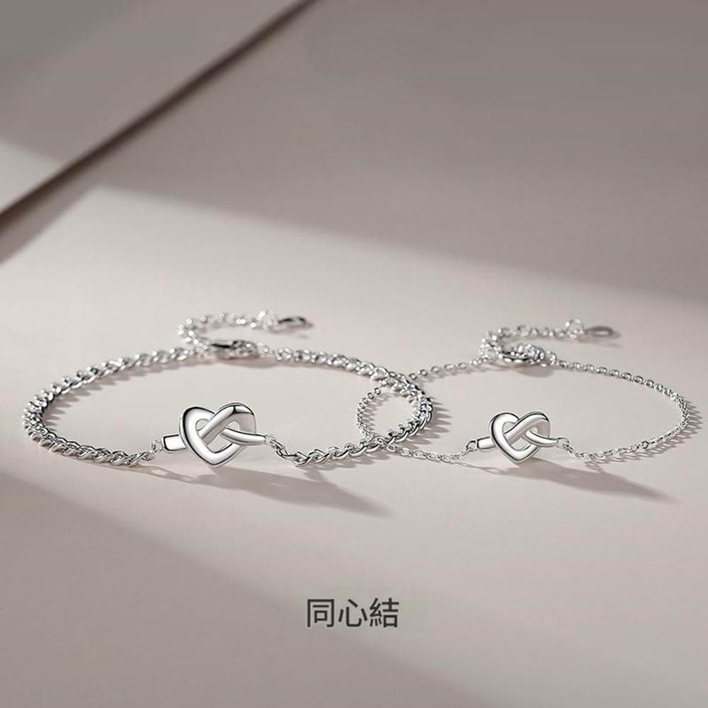 【巴黎精品】現貨+預購 頂級925純銀手鍊情侶手鏈女首飾情人節禮物-愛戀同心結情侶手鍊男女飾品a1li84