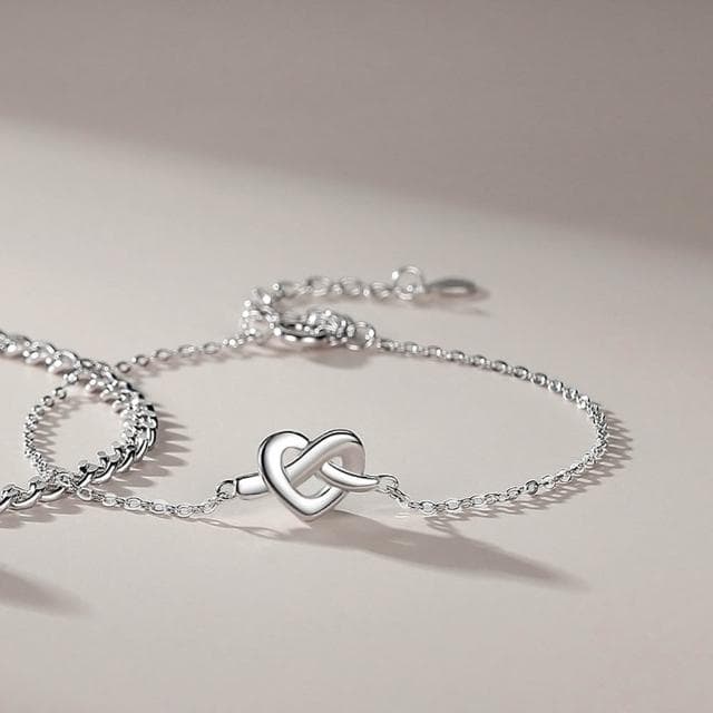 【巴黎精品】現貨+預購 頂級925純銀手鍊情侶手鏈女首飾情人節禮物-愛戀同心結情侶手鍊男女飾品a1li84