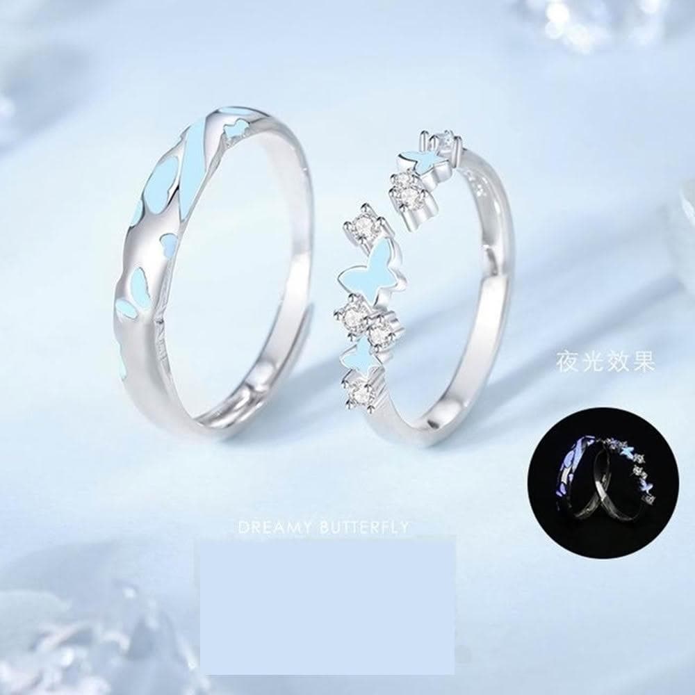 【巴黎精品】現貨+預購 頂級925純銀戒指婚戒女鑽戒開口戒情侶對戒尾戒情人節禮物-夜光蝴蝶男女飾品a1li69