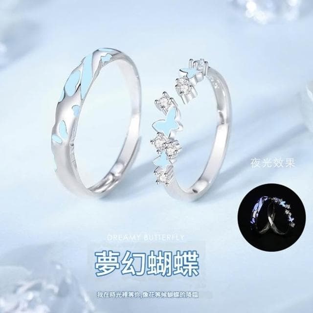 【巴黎精品】現貨+預購 頂級925純銀戒指婚戒女鑽戒開口戒情侶對戒尾戒情人節禮物-夜光蝴蝶男女飾品a1li69