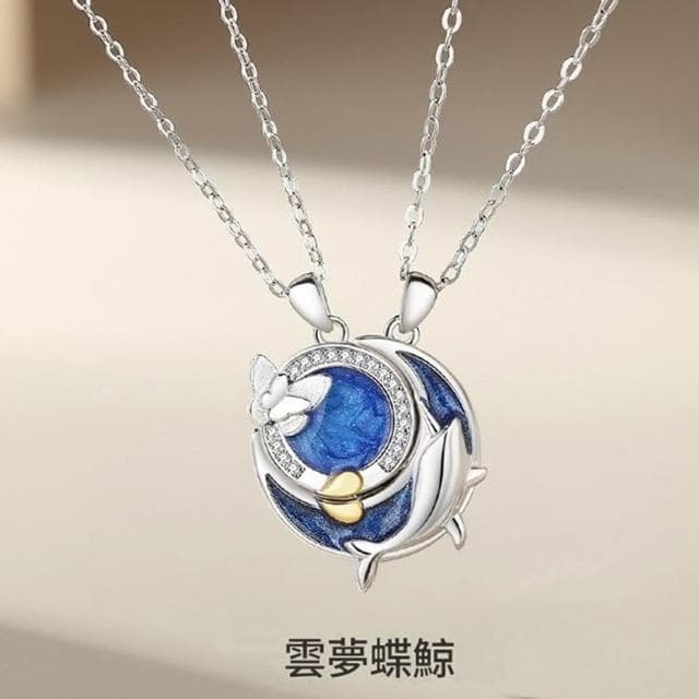 【巴黎精品】現貨+預購 頂級925純銀項鍊女項鍊項鏈鎖骨鍊情人節禮物情侶對鍊-雲夢蝶鯨男女飾品a1li41
