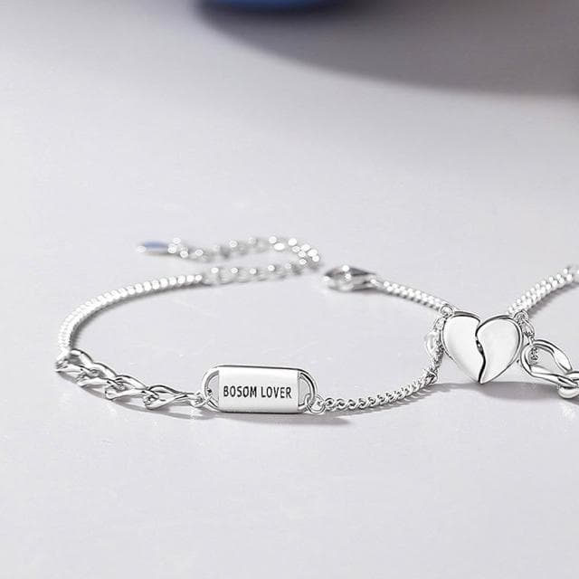 【巴黎精品】現貨+預購 頂級925純銀手鍊情侶手鏈女首飾情人節禮物-純銀心上人磁吸情侶手鍊男女飾品a1li36