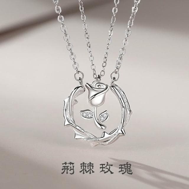 【巴黎精品】現貨+預購 頂級925純銀項鍊女項鍊項鏈鎖骨鍊情人節禮物情侶對鍊-荊棘與玫瑰男女飾品a1li43