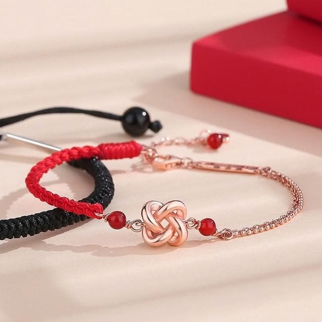 【巴黎精品】現貨+預購 手工編織手鍊手繩情侶手鏈女首飾情人節禮物-四葉草同心結手繩男女飾品a1li15