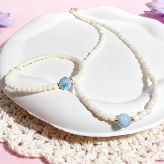 【Paiya 派亞】簡約不撞款！3.5mm猛瑪+8mm海紋石雙材質項鍊手鍊彈力繩 二選一