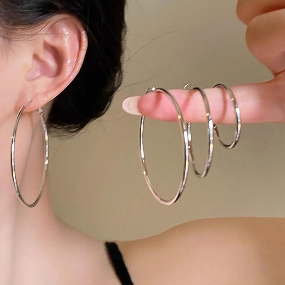  耳環銀針大圈圈耳環女圓形耳圈韓國氣質個性圓圈時尚耳飾銀輕盈精緻輕奢高級韓國不過敏看不膩超閃耳環耳飾飾品配禮服百搭禮物