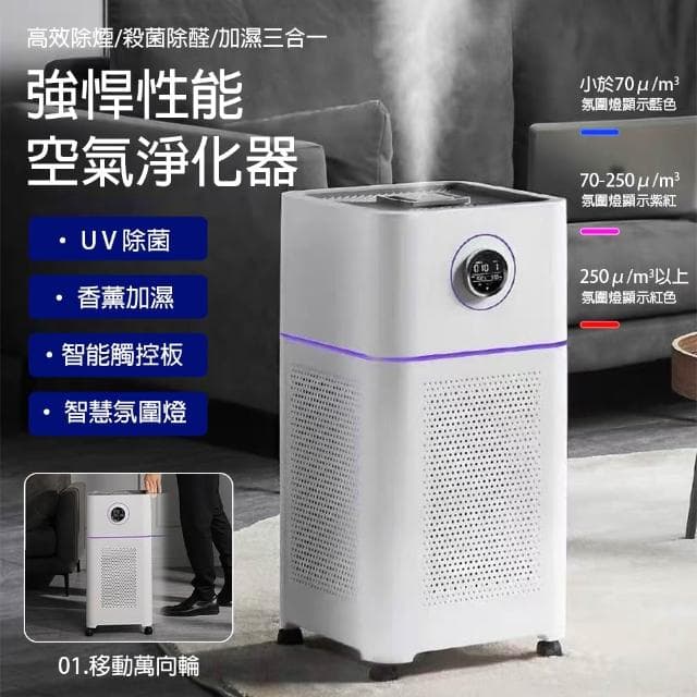 【EARISE 雅蘭仕】室內除甲醛 除煙臭味 負離子消毒淨化機 家用寵物空氣淨化器 加濕一體