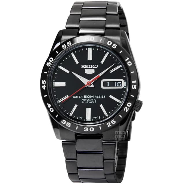 【SEIKO 精工】【柒號本舖】SEIKO精工IP黑5號機械男錶-黑 / SNKE03K1