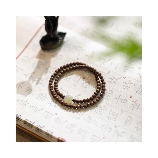 【開運堂】金絲檀木4mm 纖細佛珠手鍊簡約和田玉古風小清新仙氣檀木手串文藝女款聖誕節生日禮物情侶情人節