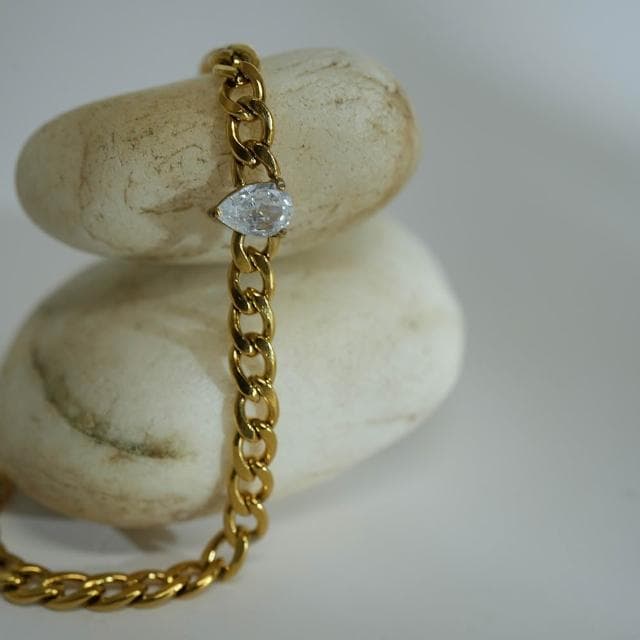 【Poesie】RADIANT｜水滴形｜鑲嵌｜單鑽｜古巴｜手鍊