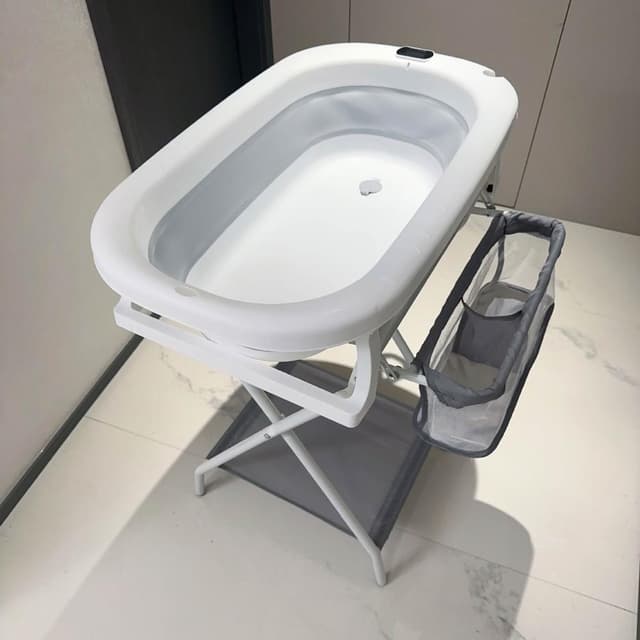 浴盆架帶置物籃嬰童兒盆免彎腰支架嬰兒護理臺尿布晾衣架寶寶洗澡