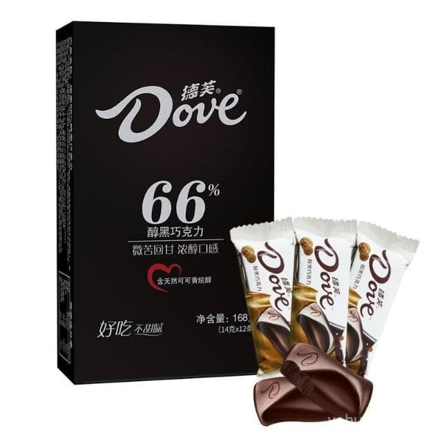 心心相印 德芙醇黑66%可可黑巧克力12條盒裝婚慶喜糖休閒零食品小喫批髮