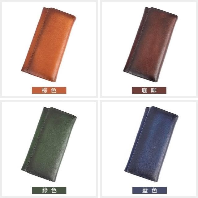 【米蘭精品】現貨+預購 真牛皮長夾真皮錢包短夾手拿包女包包-錢包牛皮復古簡約壓扣女皮夾4色74ei6