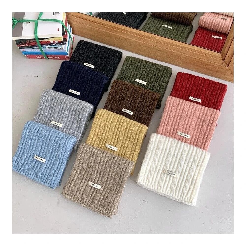 圍巾女麻花含羊毛圍巾女冬針織八字純色百搭新款高級感韓版學院風保暖披肩圍巾質感圍巾冷氣披肩空調百搭保暖圍脖防風圍脖韓版圍巾