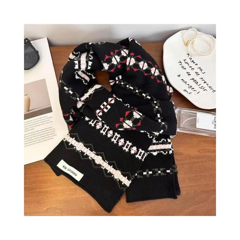 圍巾女氛圍感冰島風條紋針織圍巾女秋冬百搭保暖美式小眾圍脖保暖披肩圍巾質感圍巾冷氣披肩空調百搭保暖圍脖防風圍脖韓版圍巾