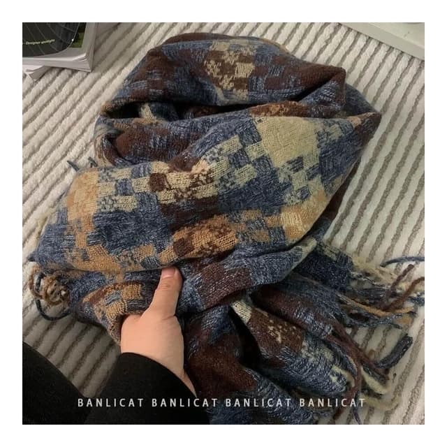 圍巾女氛圍感格子圍巾女冬季流蘇保暖加厚長款氣質披肩情侶圍脖保暖披肩圍巾質感圍巾冷氣披肩空調百搭保暖圍脖防風圍脖韓版圍巾