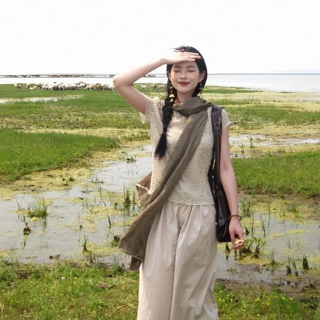 圍巾女旅遊棉麻圍巾女草原薄款文藝絲巾民族風長披肩保暖披肩圍巾質感圍巾冷氣披肩空調百搭保暖圍脖防風圍脖韓版圍巾