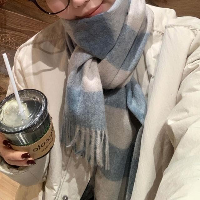 圍巾女加厚秋冬格子羊毛圍巾氛圍感女百搭保暖羊毛圍脖舒適披肩保暖披肩圍巾質感圍巾冷氣披肩空調百搭保暖圍脖防風圍脖韓版圍巾